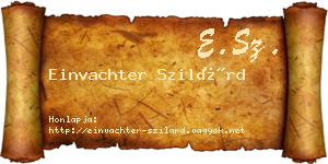 Einvachter Szilárd névjegykártya